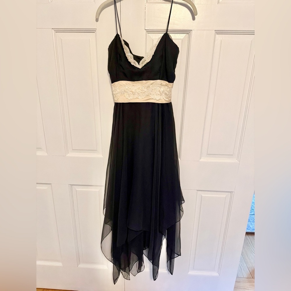 Vintage Don Luis de España Black Chiffon Empire Waist Made in Spain Size 10